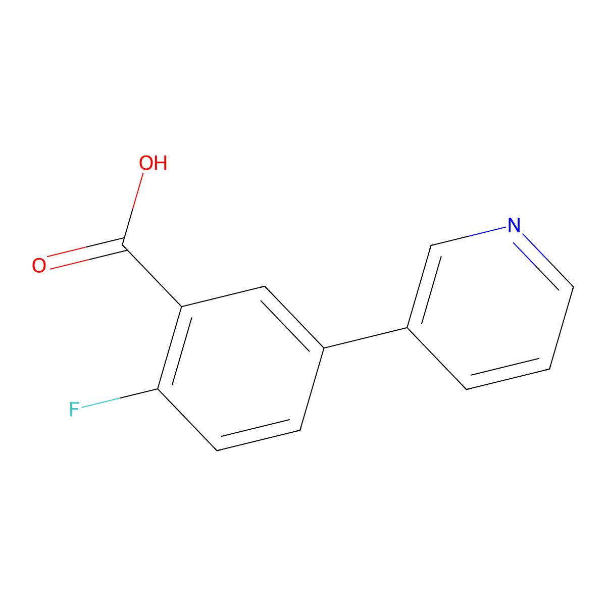 2-Fluoro-5-(pyridin-3-yl)benzoic acid molecular structure, CAS 1183866-78-5