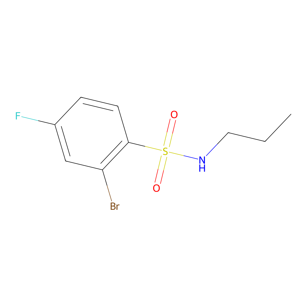 2-bromo-4-fluoro-N-propylbenzenesulfonamide molecular structure, CAS 1183869-83-1
