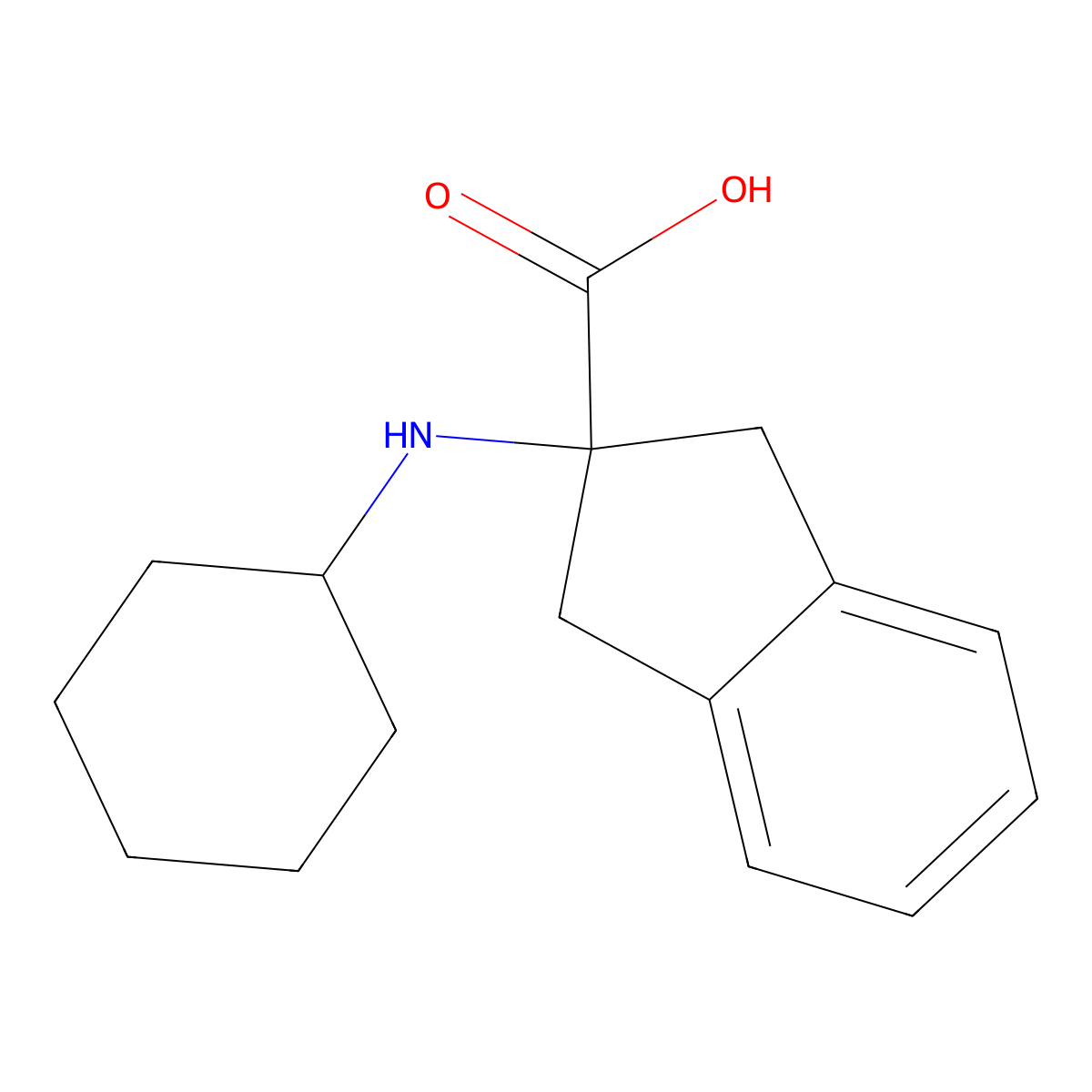 2-(cyclohexylamino)-2,3-dihydro-1H-indene-2-carboxylic acid molecular structure, CAS 1183871-98-8