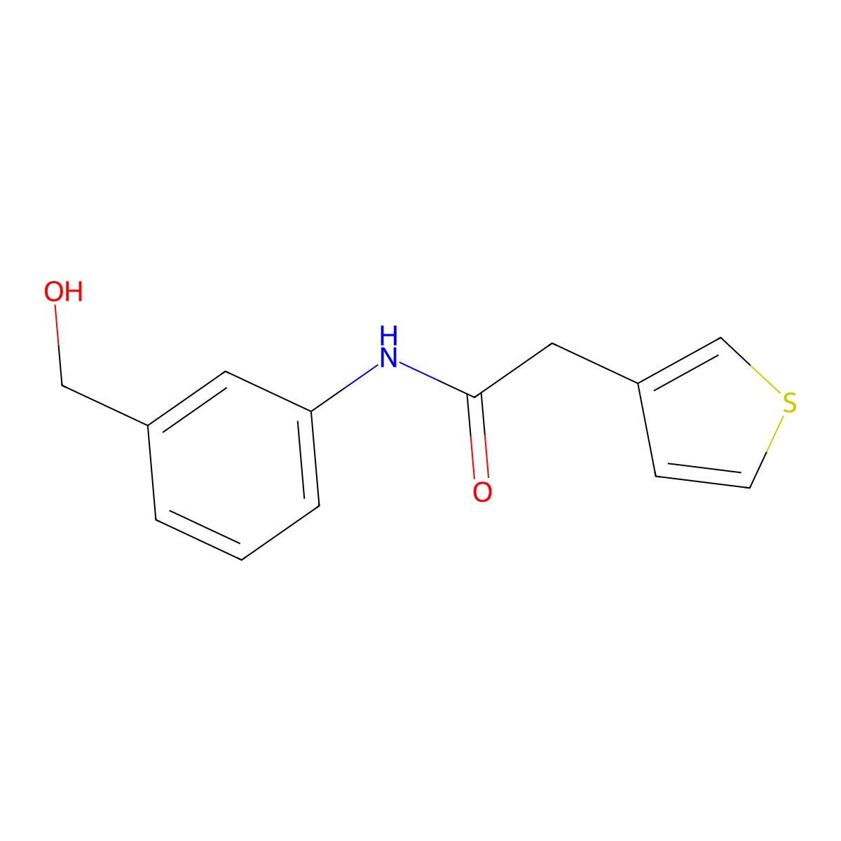 N-(3-(hydroxymethyl)phenyl)-2-(thiophen-3-yl)acetamide molecular structure, CAS 1183874-84-1