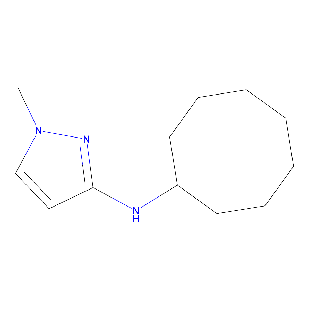 N-Cyclooctyl-1-methyl-1H-pyrazol-3-amine molecular structure, CAS 1183880-02-5