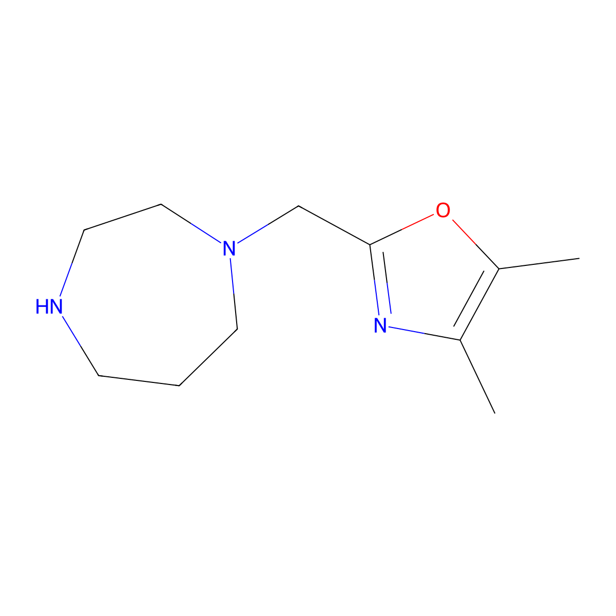 1-[(Dimethyl-1,3-oxazol-2-yl)methyl]-1,4-diazepane molecular structure, CAS 1183883-52-4