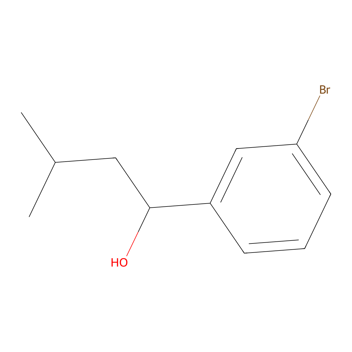 1-(3-Bromophenyl)-3-methylbutan-1-ol molecular structure, CAS 1183885-27-9