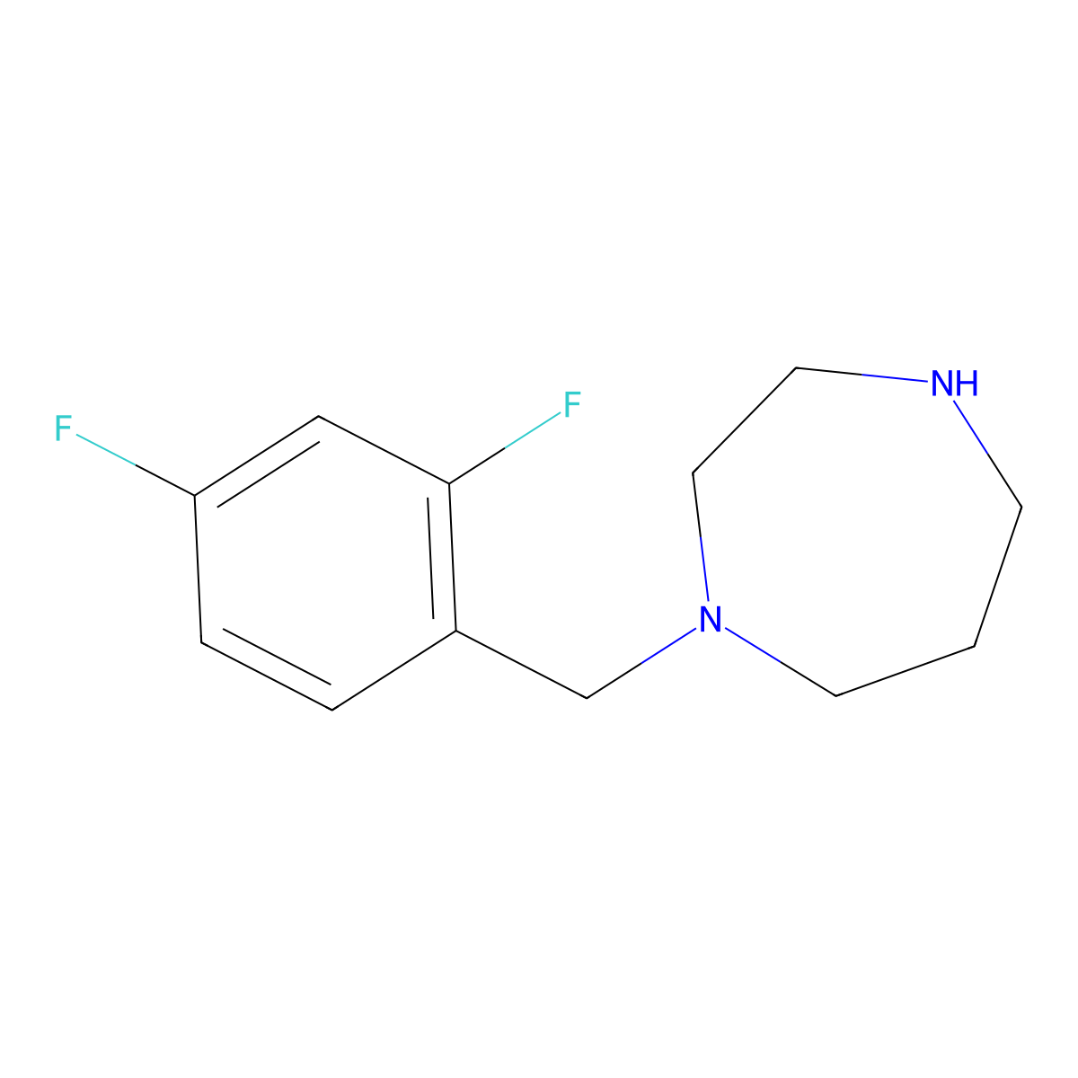 1-[(2,4-Difluorophenyl)methyl]-1,4-diazepane molecular structure, CAS 1183888-56-3