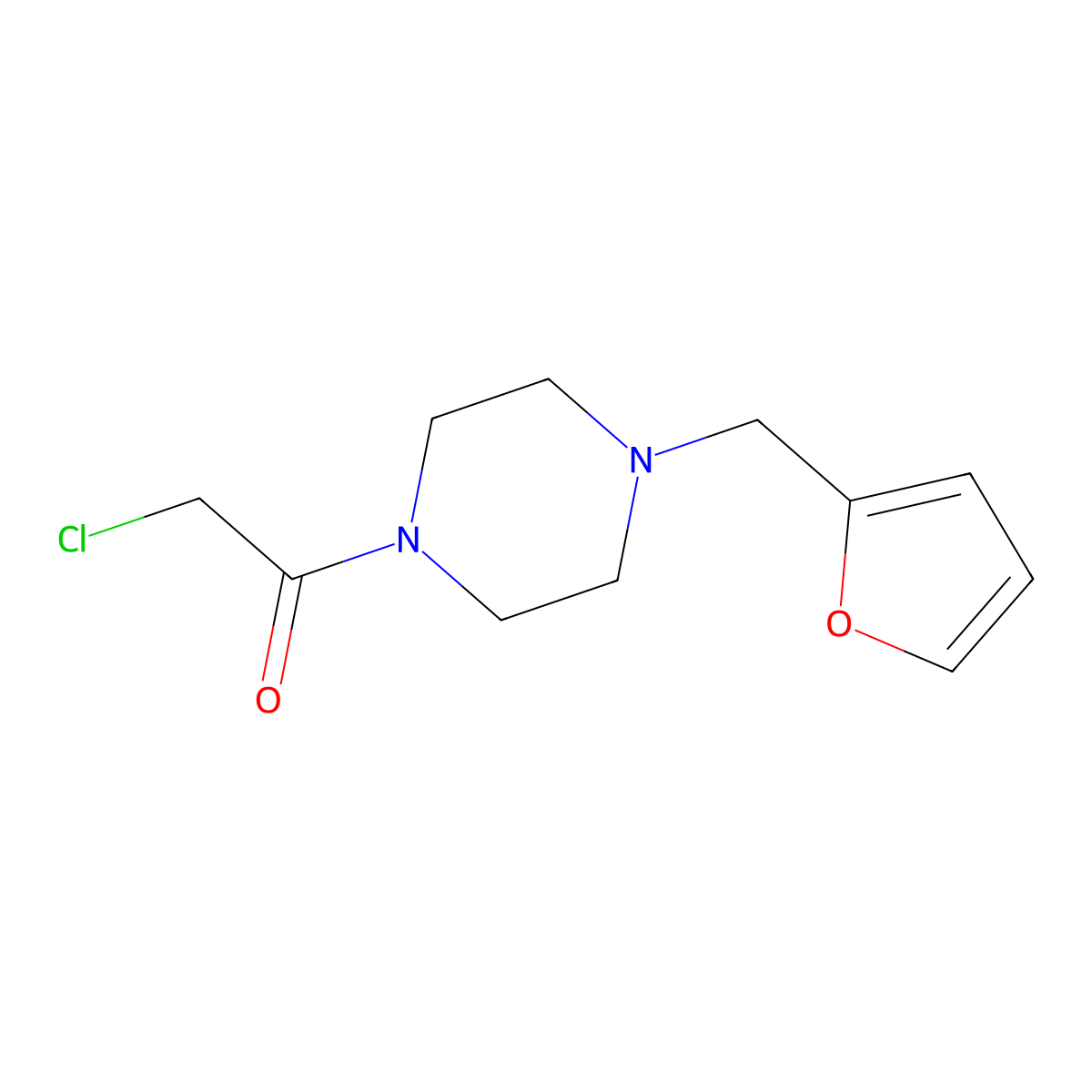 2-Chloro-1-(4-(furan-2-ylmethyl)piperazin-1-yl)ethan-1-one molecular structure, CAS 1183888-70-1