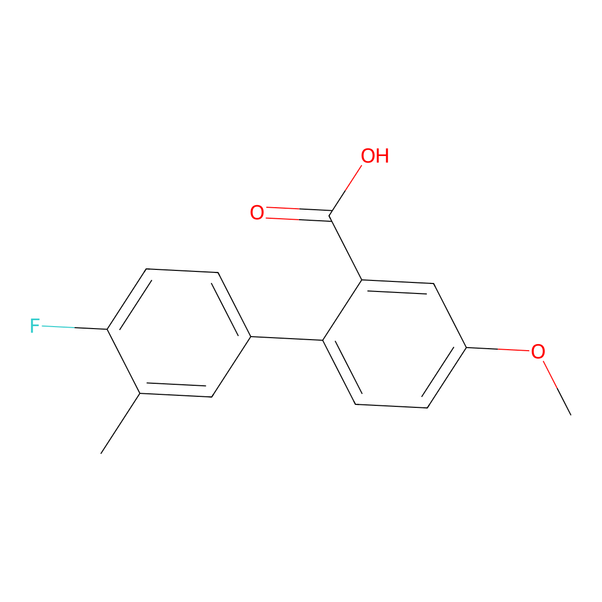 2-(4-Fluoro-3-methylphenyl)-5-methoxybenzoic acid molecular structure, CAS 1183892-79-6