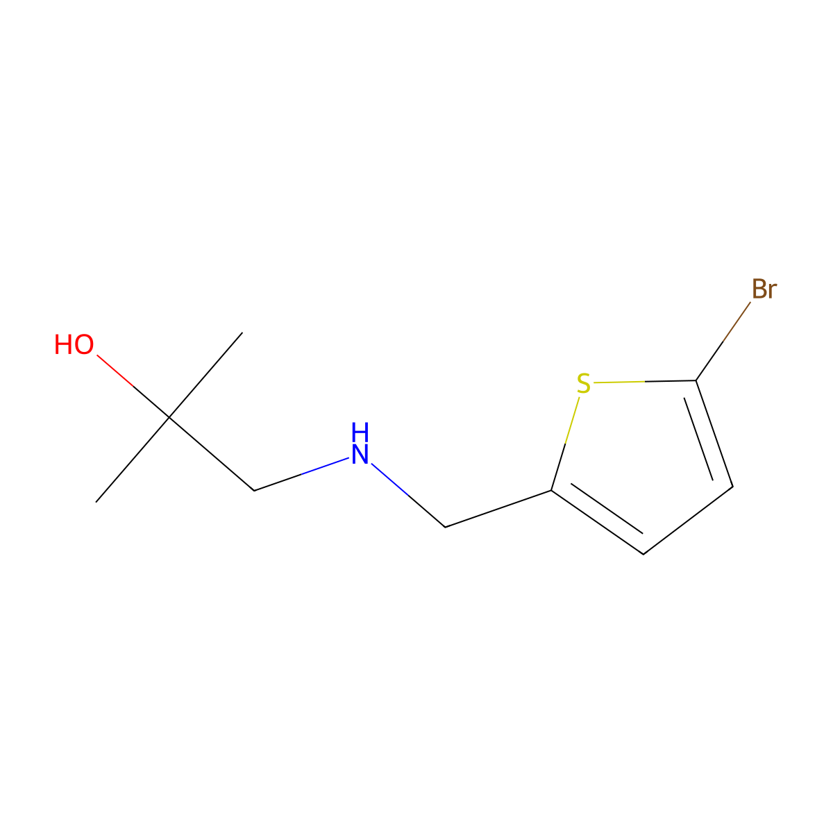 1-{[(5-Bromothiophen-2-yl)methyl]amino}-2-methylpropan-2-ol molecular structure, CAS 1183900-53-9