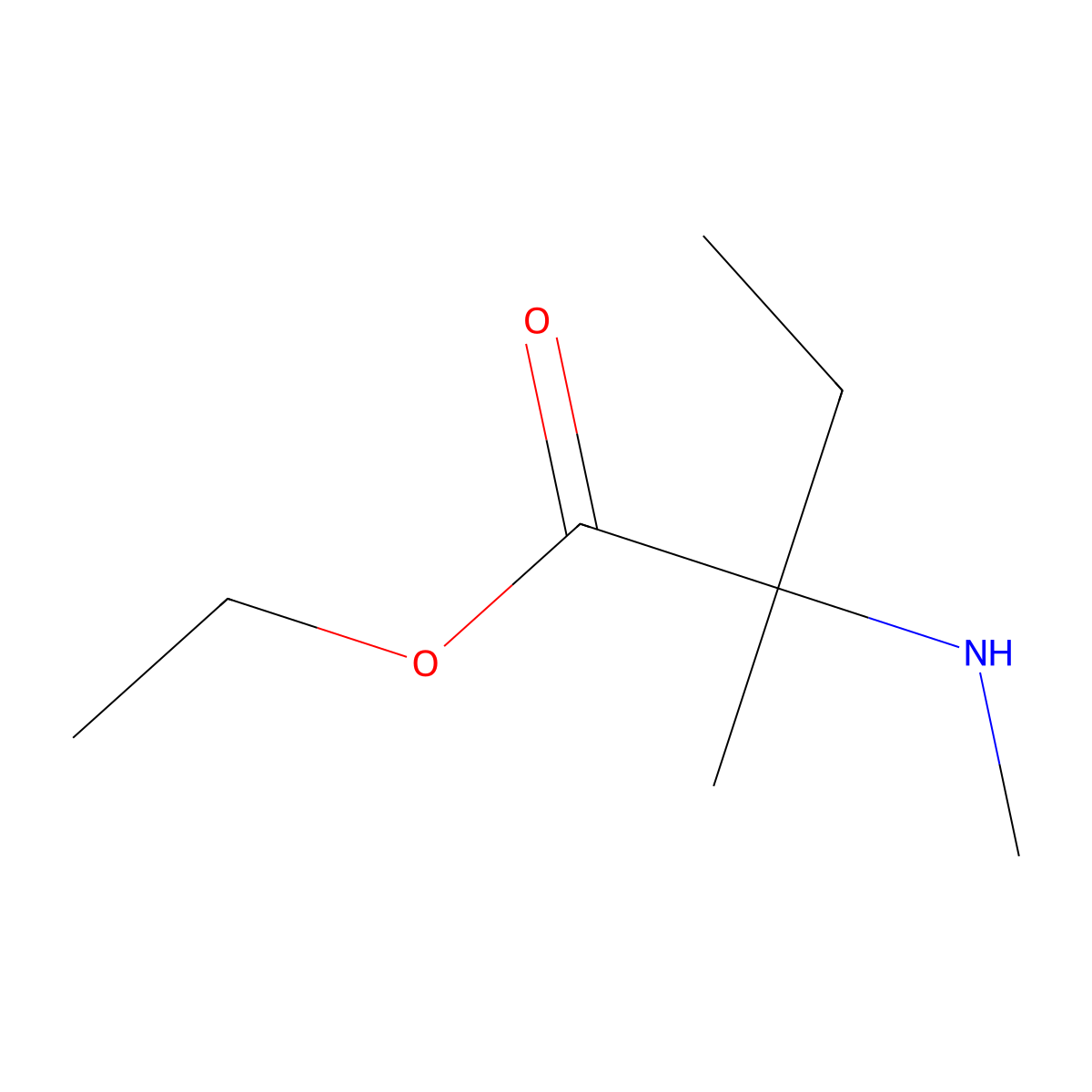 Ethyl 2-methyl-2-(methylamino)butanoate molecular structure, CAS 1183902-61-5