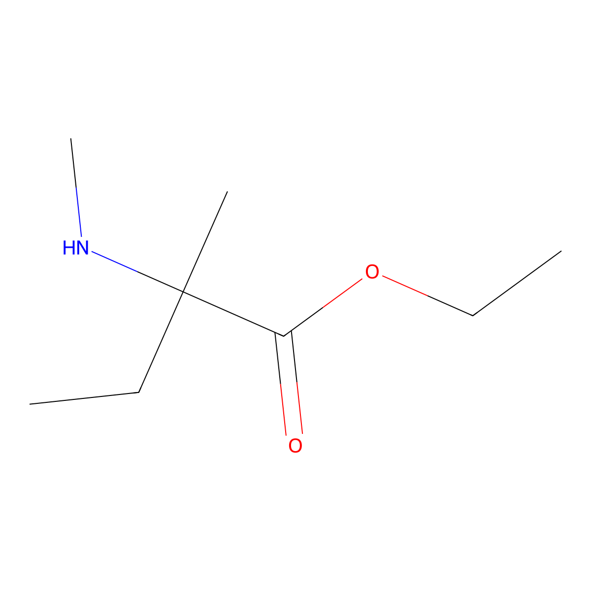 Ethyl 2-methyl-2-(methylamino)butanoate molecular structure, CAS 1183902-61-5