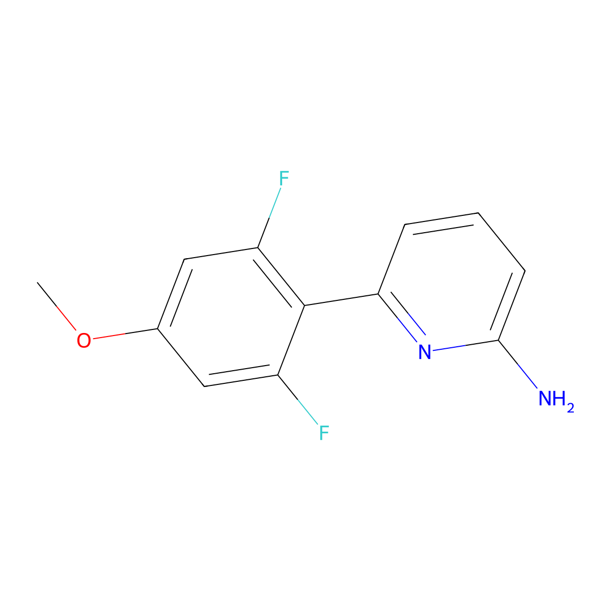 6-(2,6-Difluoro-4-methoxyphenyl)-2-pyridinamine molecular structure, CAS 1183908-95-3