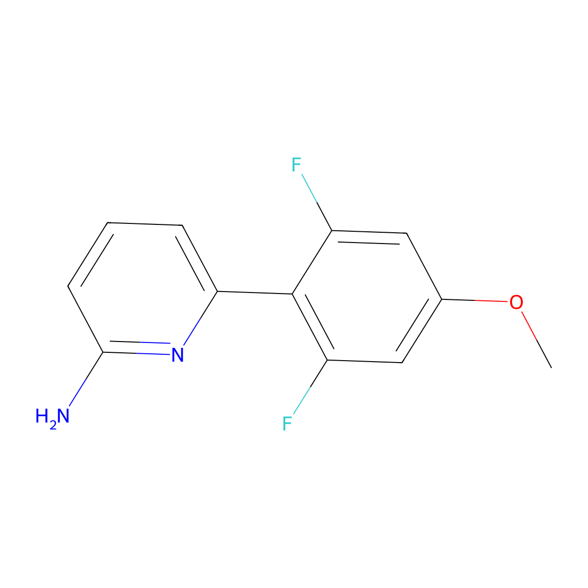 6-(2,6-Difluoro-4-methoxyphenyl)-2-pyridinamine molecular structure, CAS 1183908-95-3