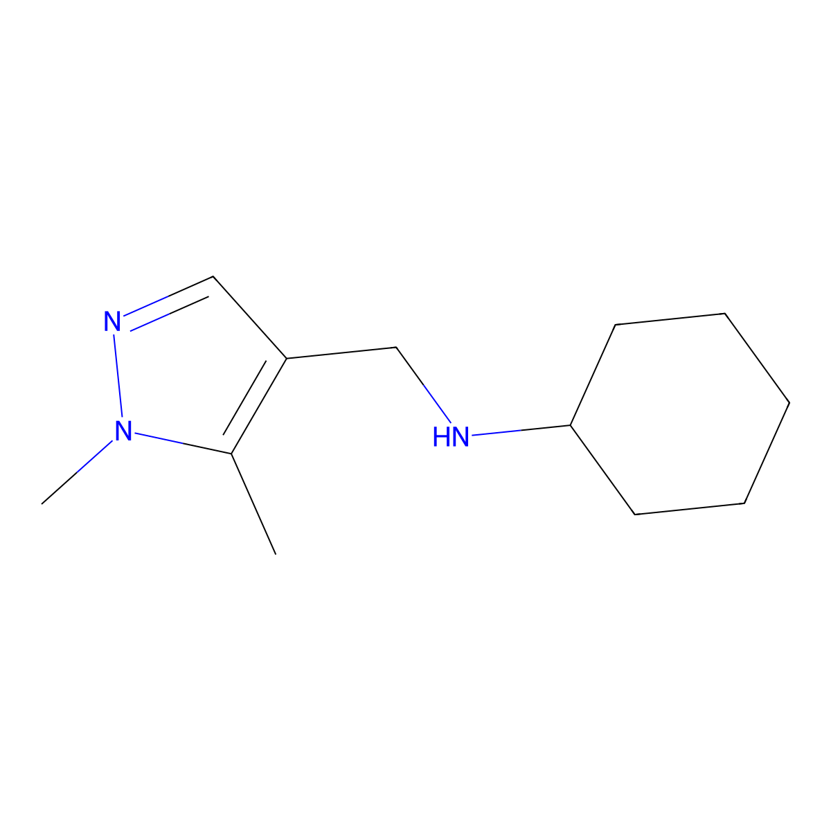 N-[(1,5-Dimethyl-1H-pyrazol-4-yl)methyl]cyclohexanamine molecular structure, CAS 1183911-01-4