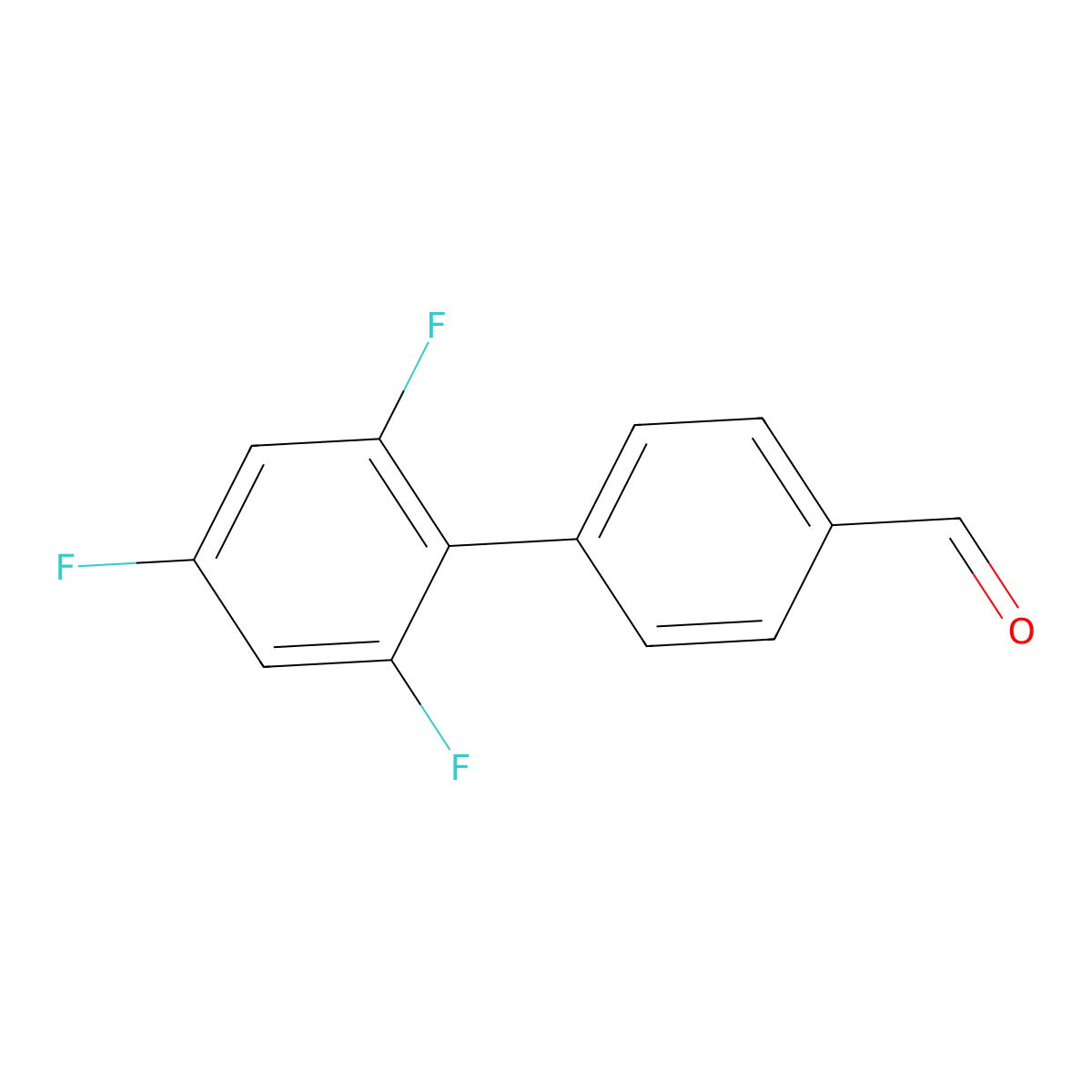 2',4',6'-Trifluoro-[1,1'-biphenyl]-4-carbaldehyde molecular structure, CAS 1183911-39-8