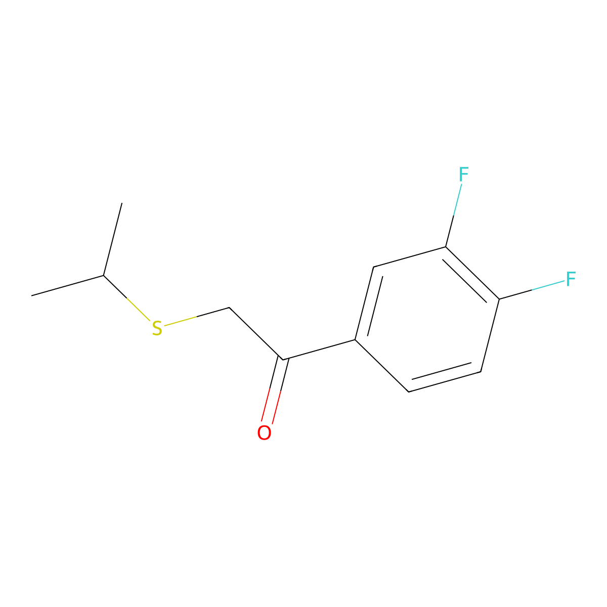 1-(3,4-Difluorophenyl)-2-(isopropylthio)ethan-1-one molecular structure, CAS 1183913-40-7