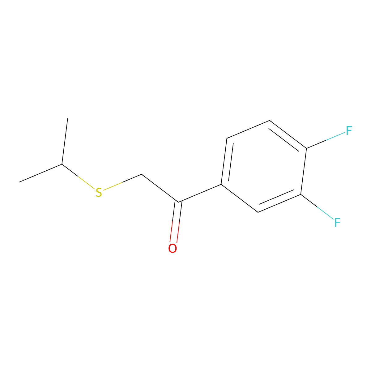 1-(3,4-Difluorophenyl)-2-(isopropylthio)ethan-1-one molecular structure, CAS 1183913-40-7
