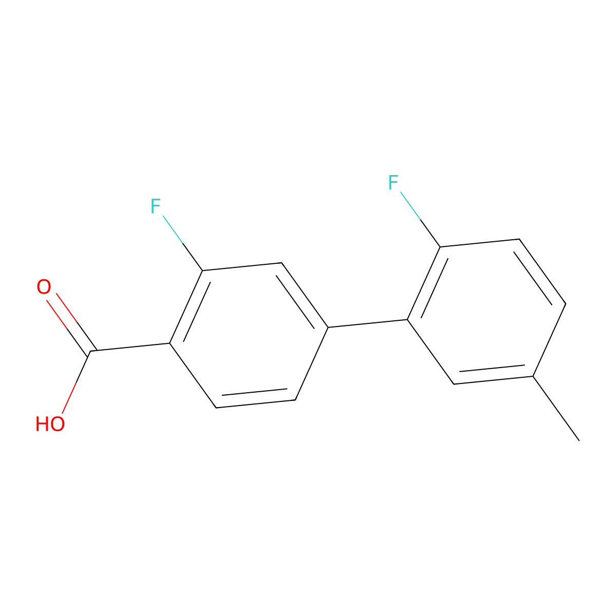 2-Fluoro-4-(2-fluoro-5-methylphenyl)benzoic acid molecular structure, CAS 1183946-15-7
