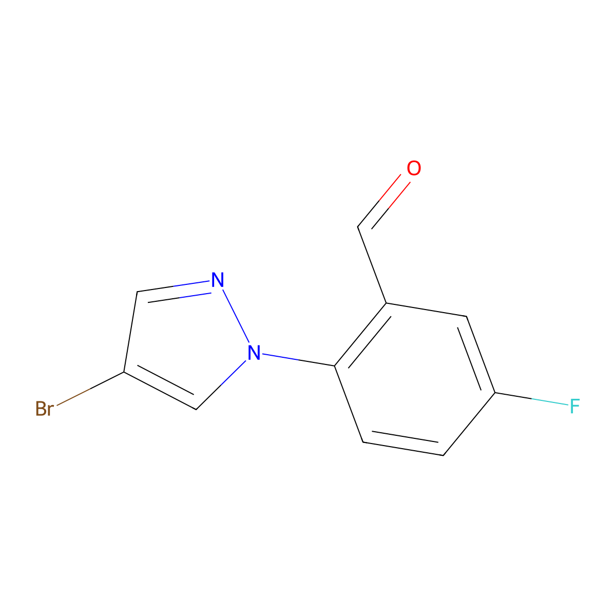 2-(4-Bromo-1H-pyrazol-1-YL)-5-fluorobenzaldehyde molecular structure, CAS 1183948-13-1