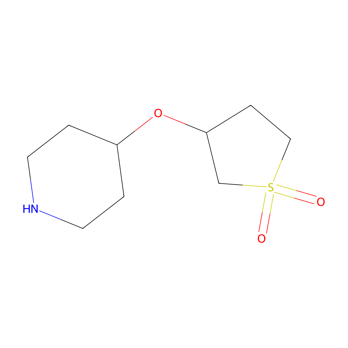 3-(Piperidin-4-yloxy)-1lambda6-thiolane-1,1-dione molecular structure, CAS 1183949-82-7