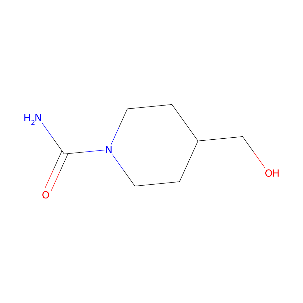 4-(Hydroxymethyl)piperidine-1-carboxamide molecular structure, CAS 1183956-15-1