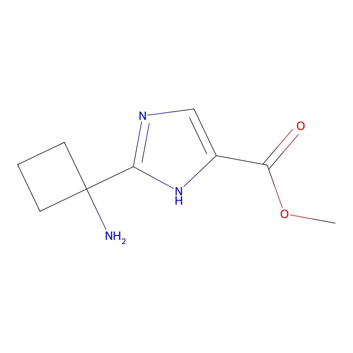 Methyl 2-(1-aminocyclobutyl)-1h-imidazole-4-carboxylate molecular structure, CAS 1183958-63-5