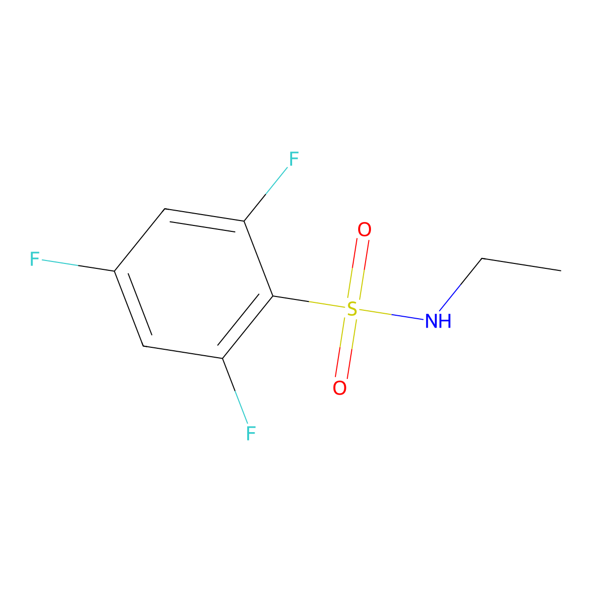 N-ethyl-2,4,6-trifluorobenzene-1-sulfonamide molecular structure, CAS 1183961-57-0