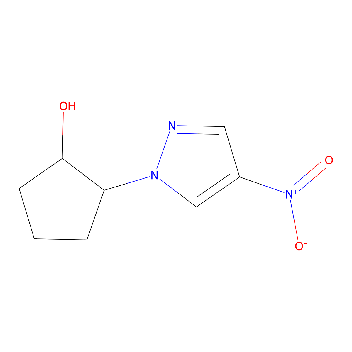 2-(4-nitro-1H-pyrazol-1-yl)cyclopentan-1-ol molecular structure, CAS 1183987-94-1