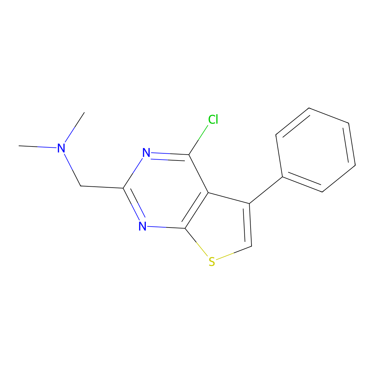 ({4-Chloro-5-phenylthieno[2,3-d]pyrimidin-2-yl}methyl)dimethylamine molecular structure, CAS 1183987-96-3