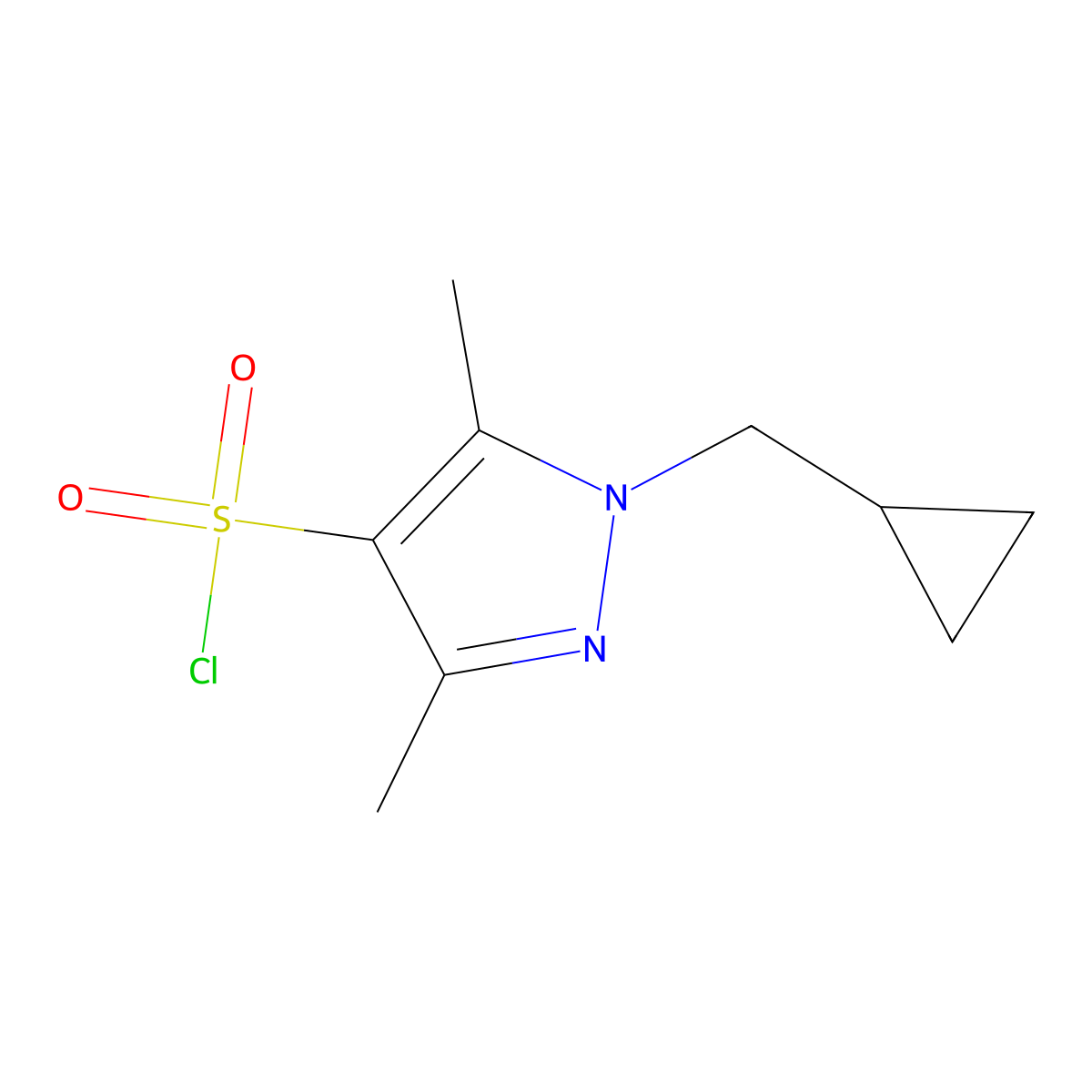 1-(cyclopropylmethyl)-3,5-dimethyl-1H-pyrazole-4-sulfonyl chloride molecular structure, CAS 1183992-83-7