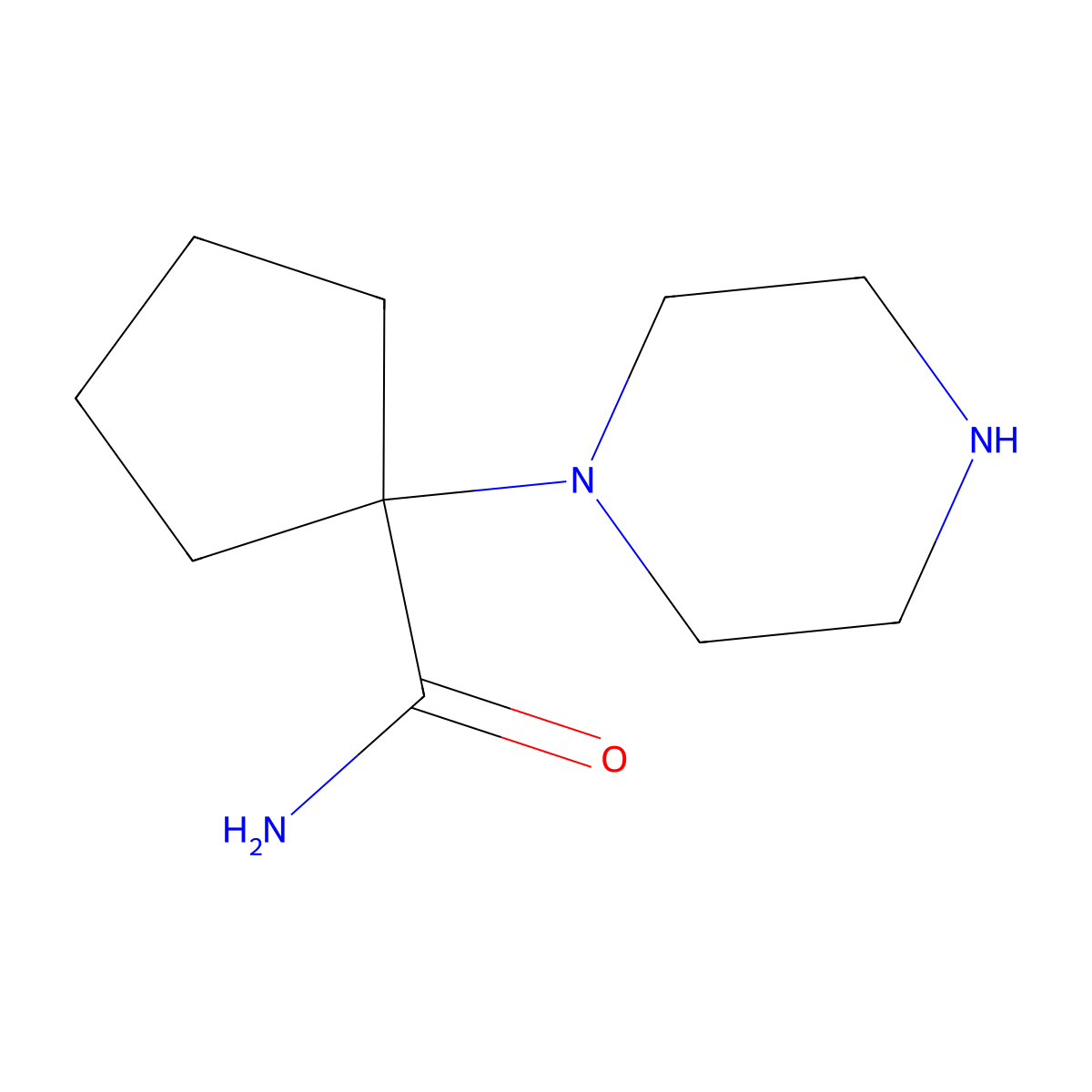 1-(Piperazin-1-yl)cyclopentane-1-carboxamide molecular structure, CAS 1183997-50-3