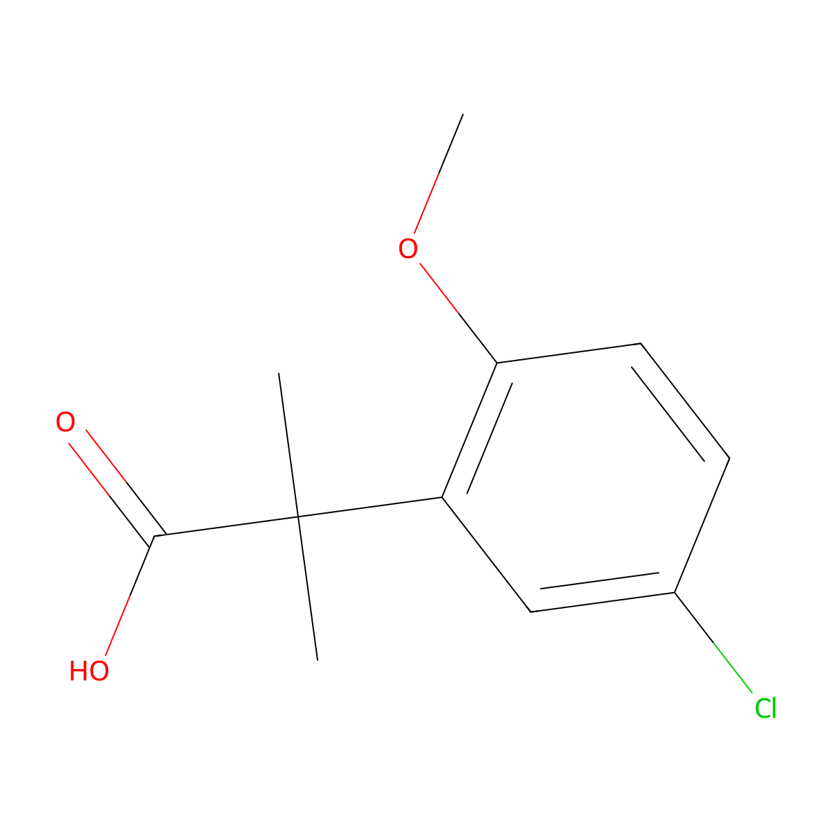 2-(5-Chloro-2-methoxyphenyl)-2-methylpropanoic acid molecular structure, CAS 1183997-58-1