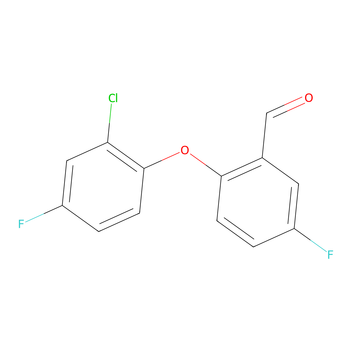 2-(2-Chloro-4-fluorophenoxy)-5-fluorobenzaldehyde molecular structure, CAS 1183998-25-5