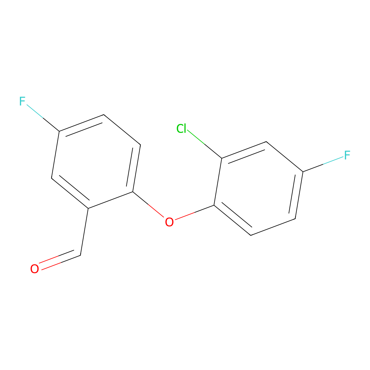2-(2-Chloro-4-fluorophenoxy)-5-fluorobenzaldehyde molecular structure, CAS 1183998-25-5