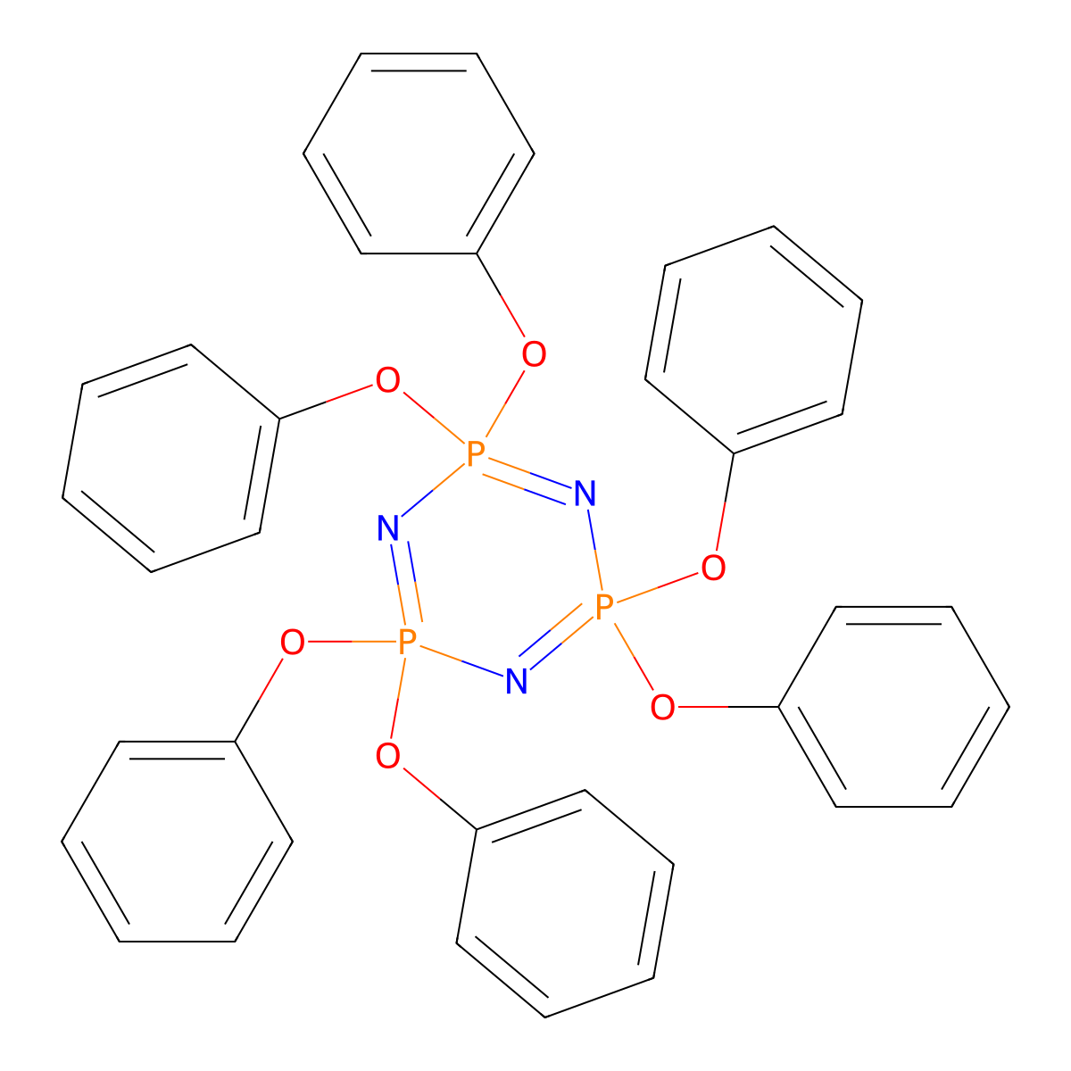 Hexaphenoxycyclotriphosphazene molecular structure, CAS 1184-10-7