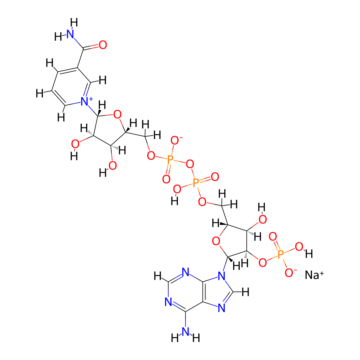Nadide phosphate monosodium molecular structure, CAS 1184-16-3
