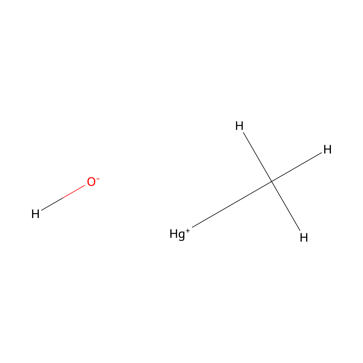 Methylmercury hydroxide molecular structure, CAS 1184-57-2
