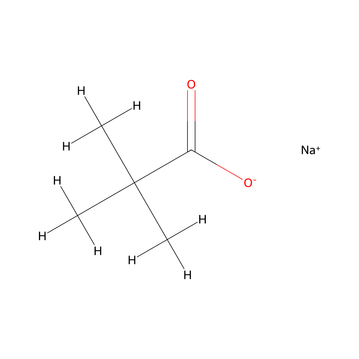Pivalic acid, sodium salt molecular structure, CAS 1184-88-9