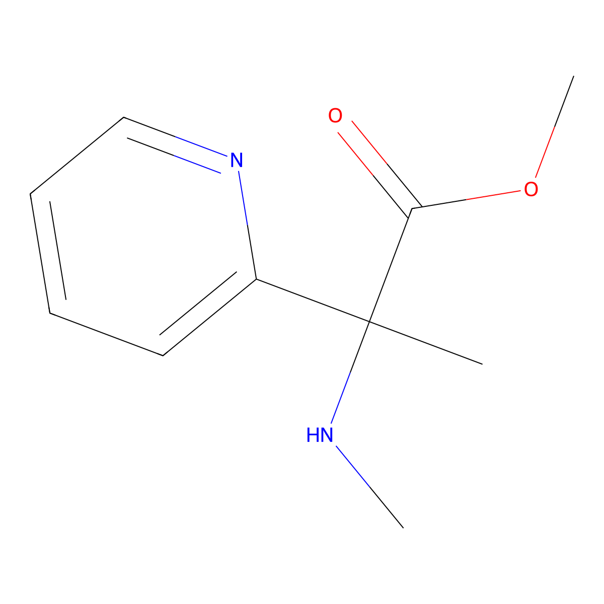 Methyl 2-(methylamino)-2-(pyridin-2-yl)propanoate molecular structure, CAS 1184002-84-3