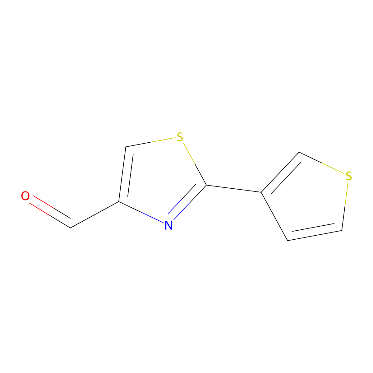 2-(Thiophen-3-yl)-1,3-thiazole-4-carbaldehyde molecular structure, CAS 1184003-54-0