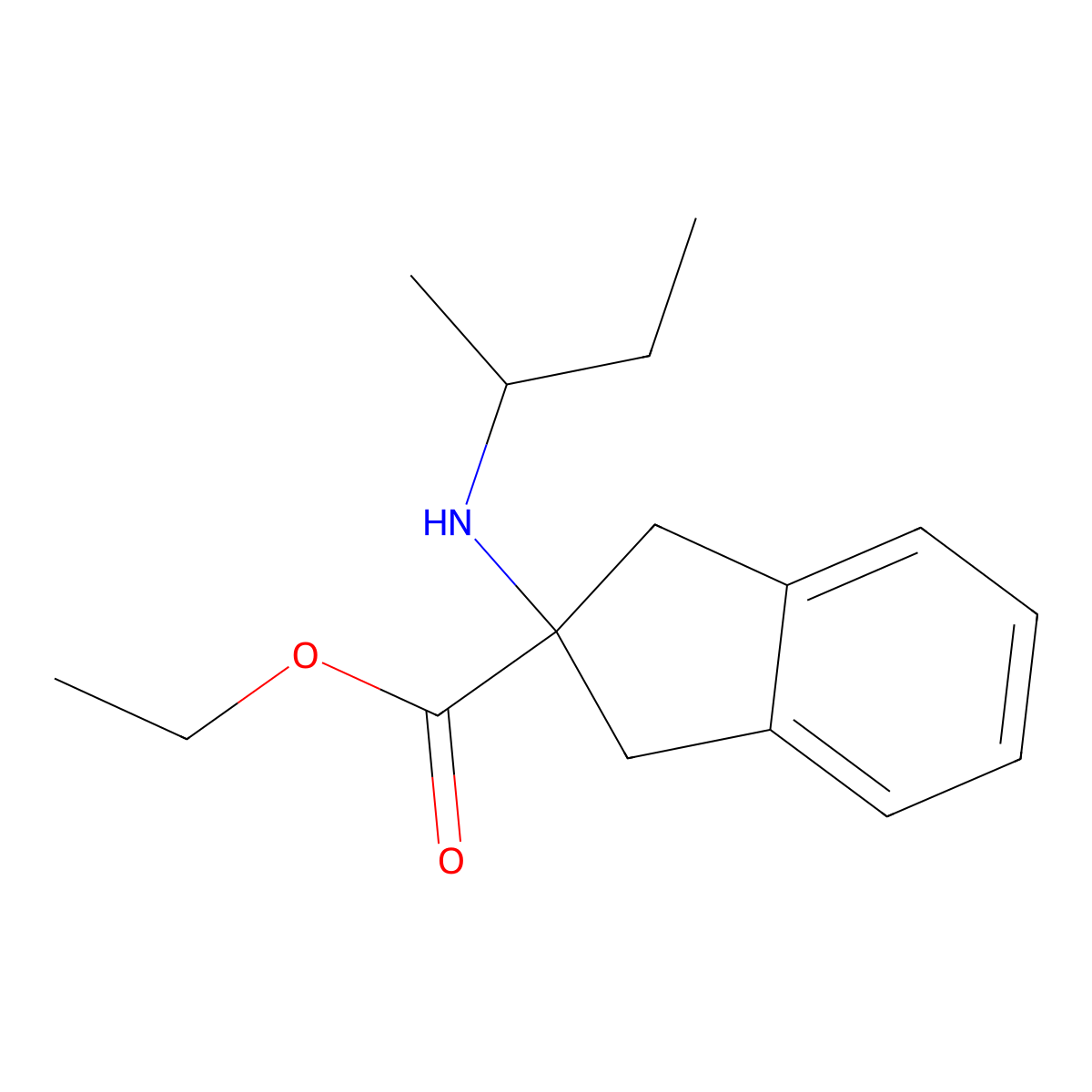 ethyl 2-[(butan-2-yl)amino]-2,3-dihydro-1H-indene-2-carboxylate molecular structure, CAS 1184006-06-1