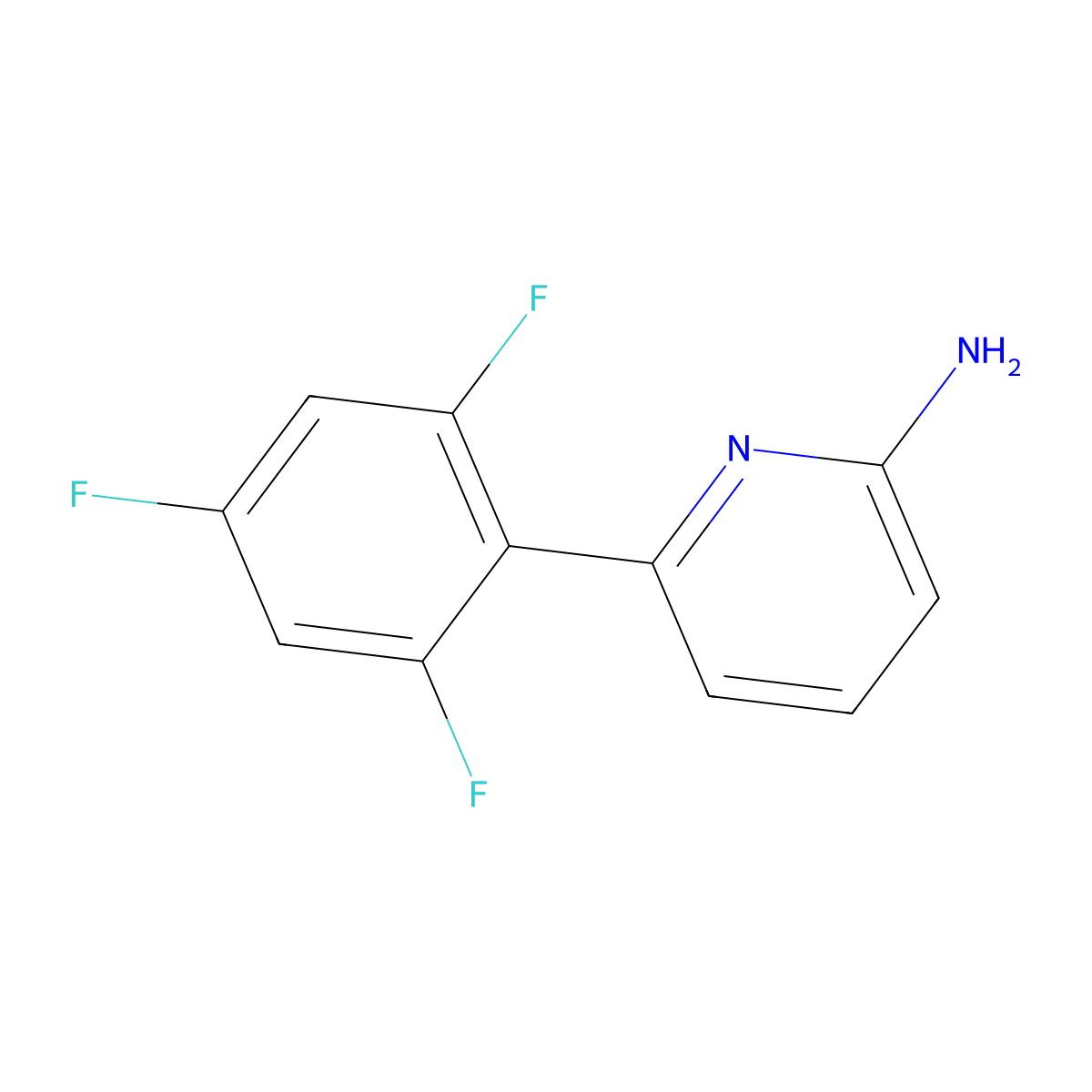 6-(2,4,6-Trifluorophenyl)-2-pyridinamine molecular structure, CAS 1184013-00-0