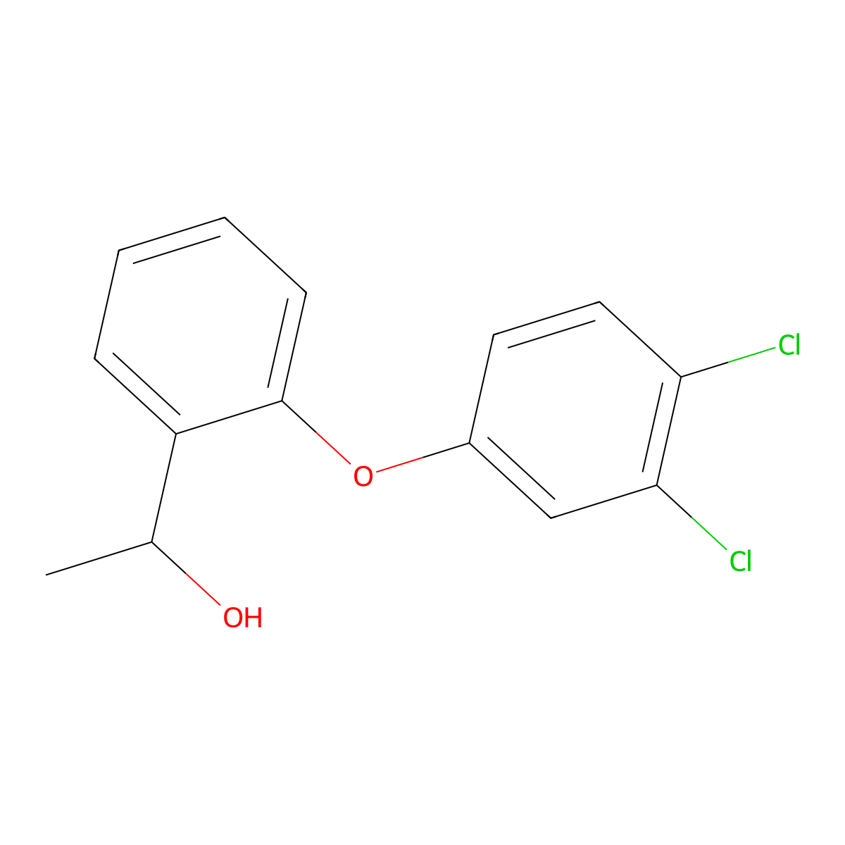 1-[2-(3,4-Dichlorophenoxy)phenyl]ethan-1-ol molecular structure, CAS 1184018-39-0