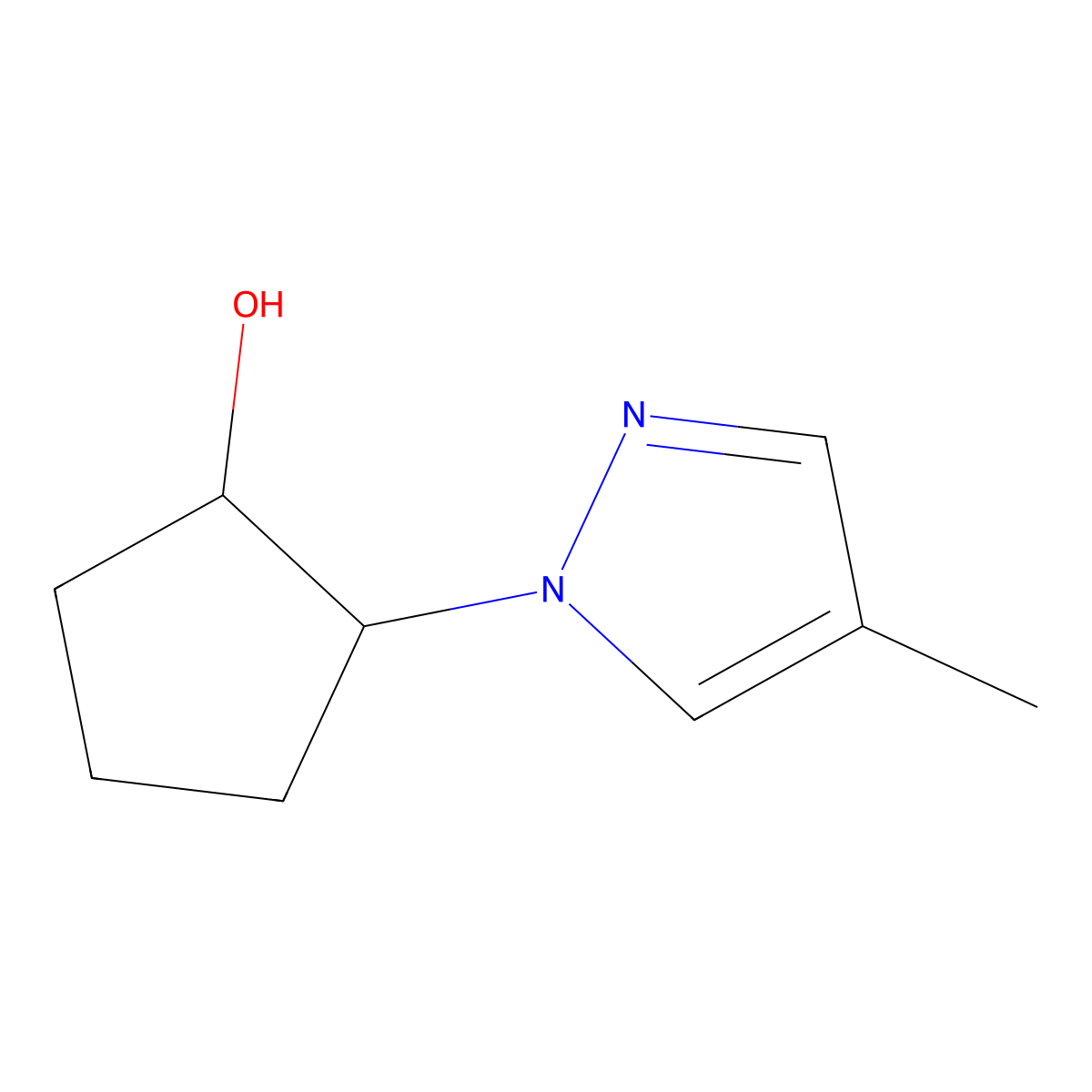 2-(4-methyl-1H-pyrazol-1-yl)cyclopentan-1-ol molecular structure, CAS 1184026-97-8