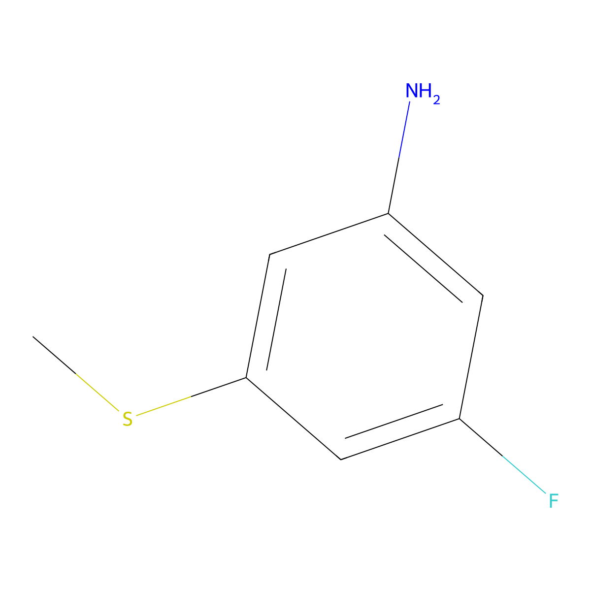 3-Fluoro-5-(methylthio)aniline molecular structure, CAS 1184030-27-0
