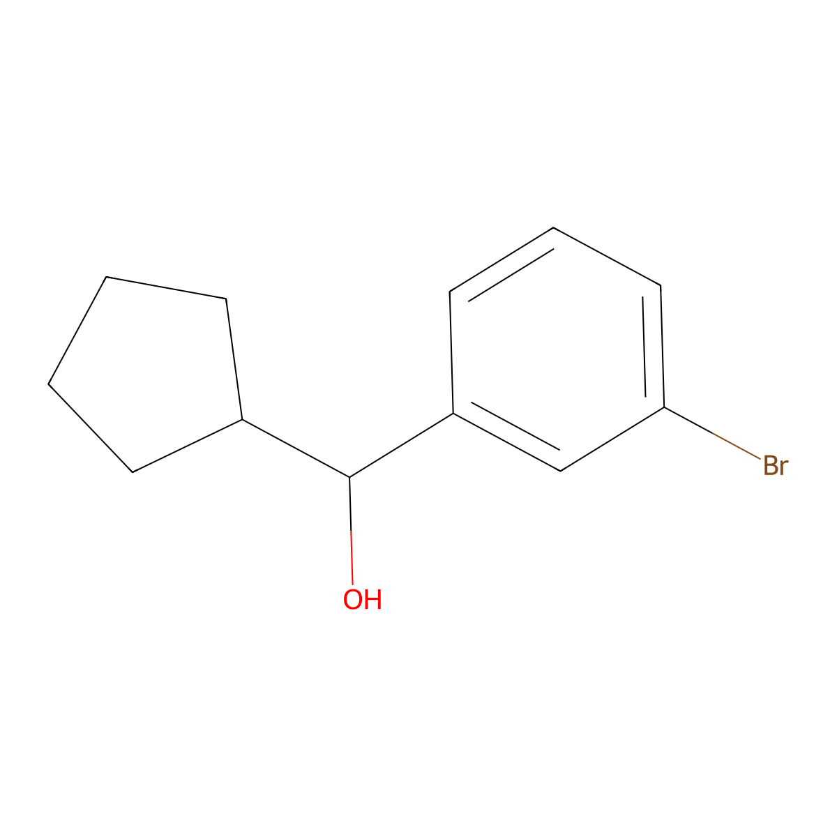 (3-Bromophenyl)(cyclopentyl)methanol molecular structure, CAS 1184039-17-5