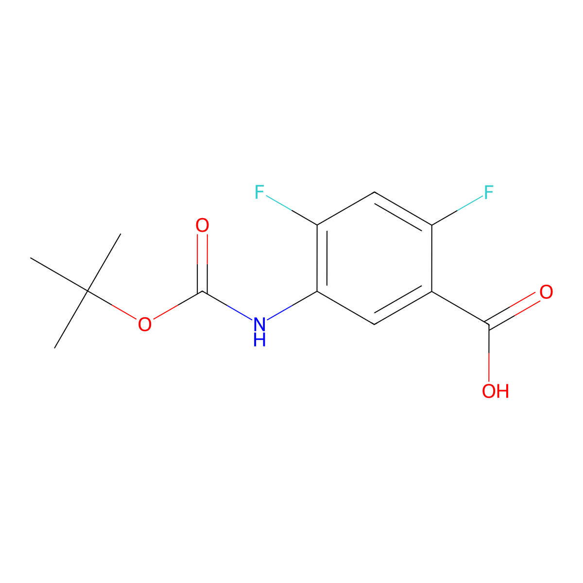 5-((Tert-butoxycarbonyl)amino)-2,4-difluorobenzoic acid molecular structure, CAS 1184040-27-4