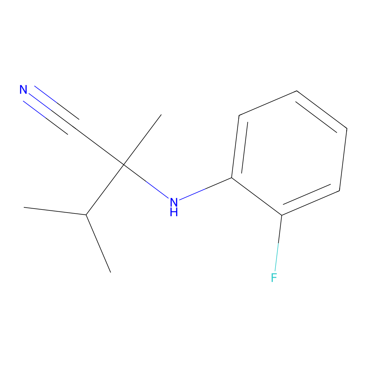 2-[(2-Fluorophenyl)amino]-2,3-dimethylbutanenitrile molecular structure, CAS 1184043-31-9