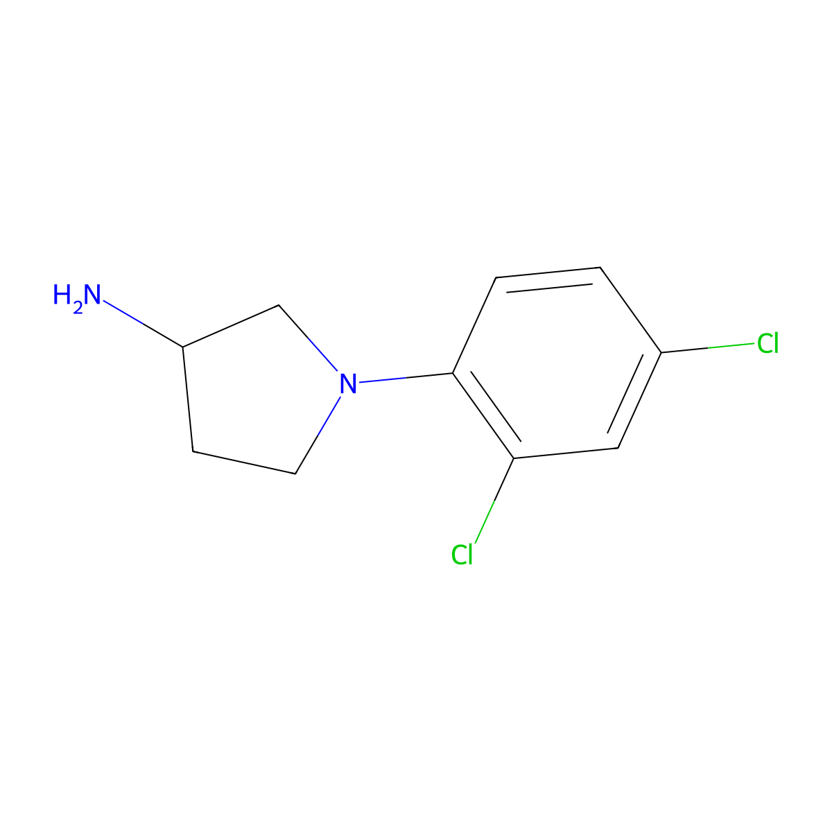 1-(2,4-Dichlorophenyl)pyrrolidin-3-amine molecular structure, CAS 1184048-92-7
