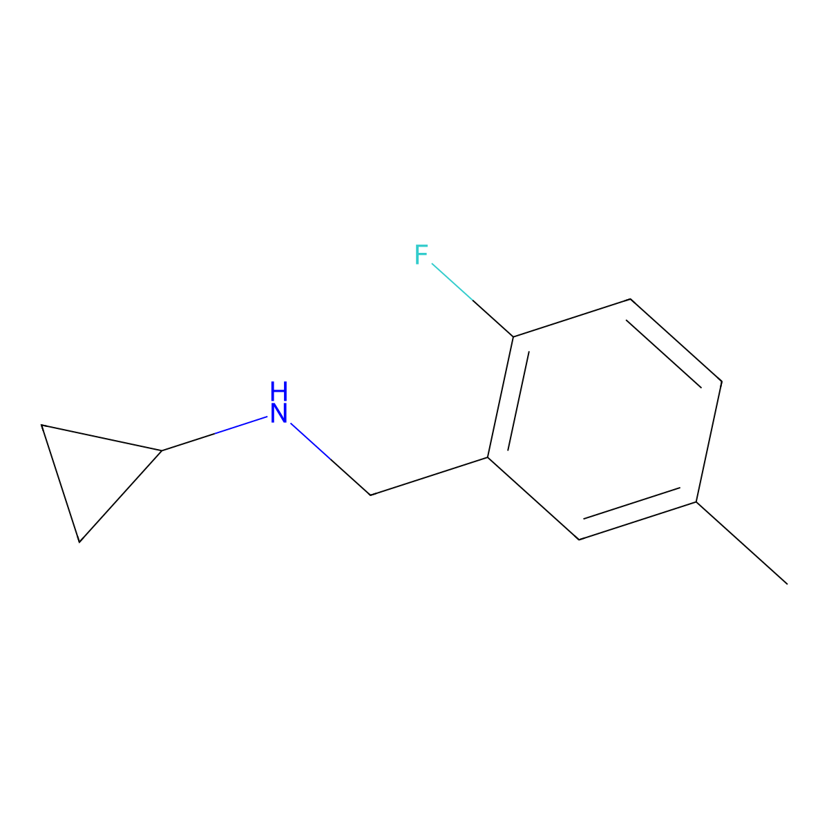 N-[(2-fluoro-5-methylphenyl)methyl]cyclopropanamine molecular structure, CAS 1184057-31-5