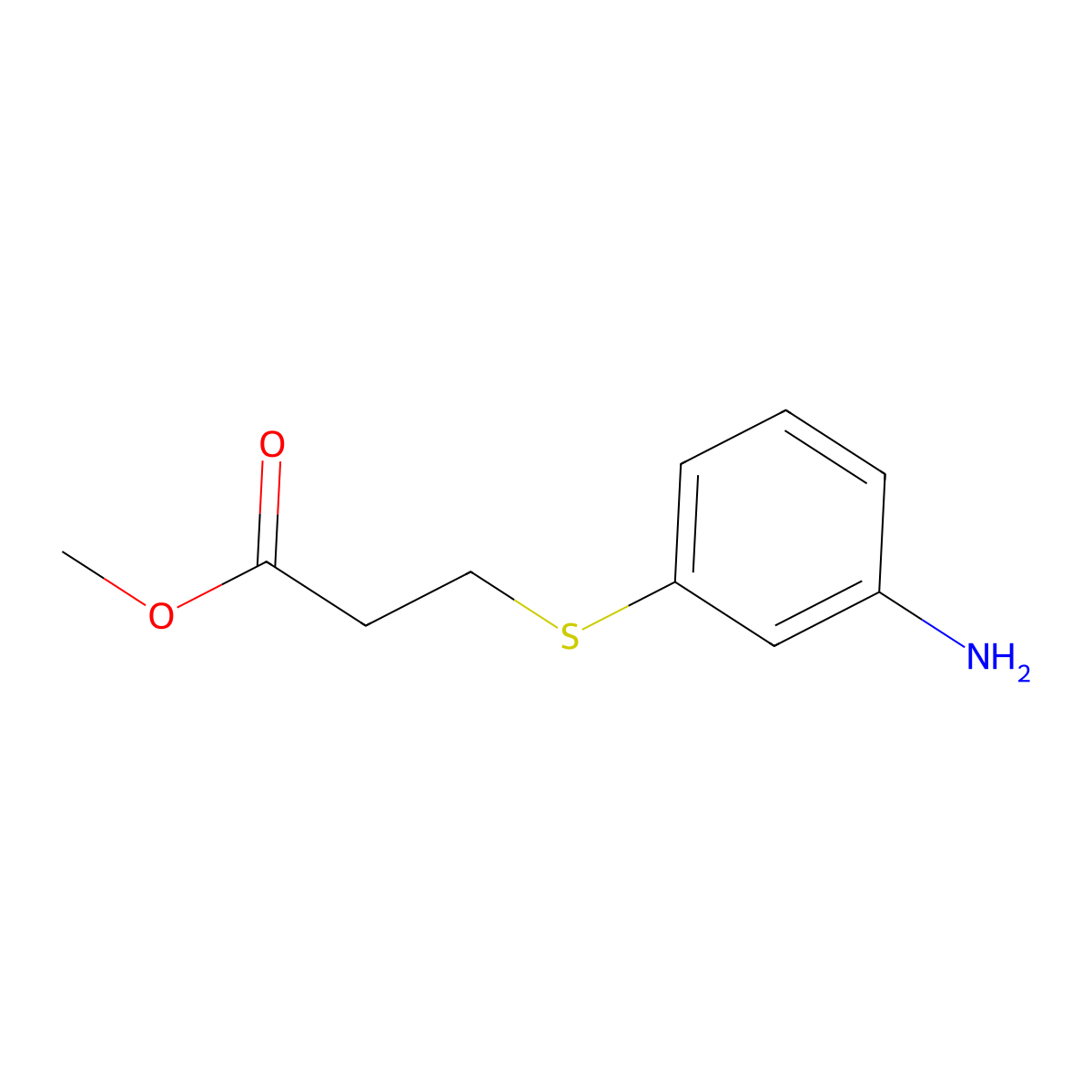 Methyl 3-[(3-aminophenyl)sulfanyl]propanoate molecular structure, CAS 1184057-66-6