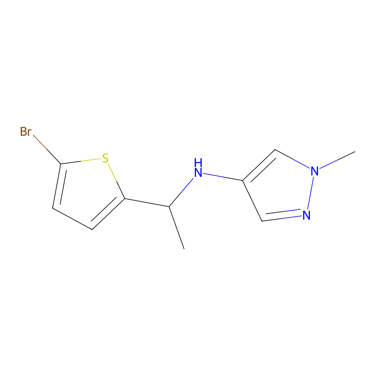 N-[1-(5-Bromothiophen-2-yl)ethyl]-1-methyl-1H-pyrazol-4-amine molecular structure, CAS 1184060-07-8